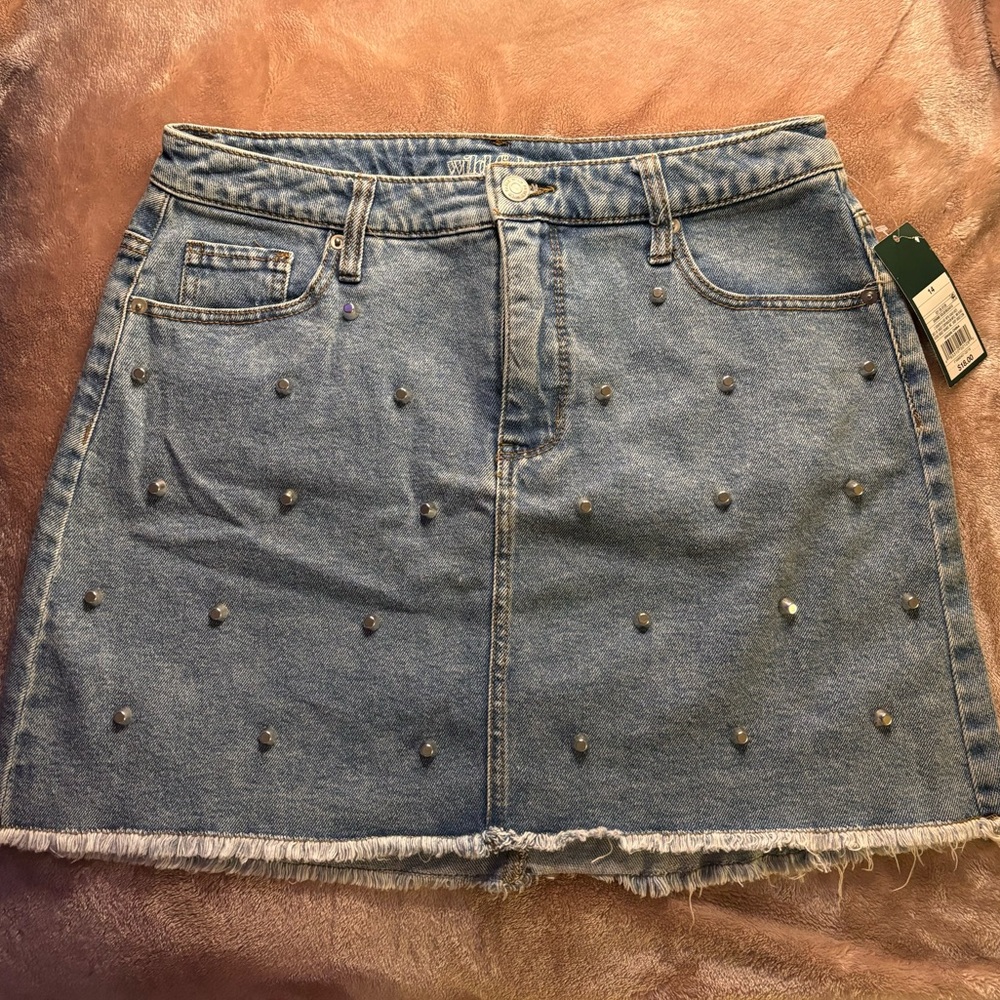 Studded Jean Skirt